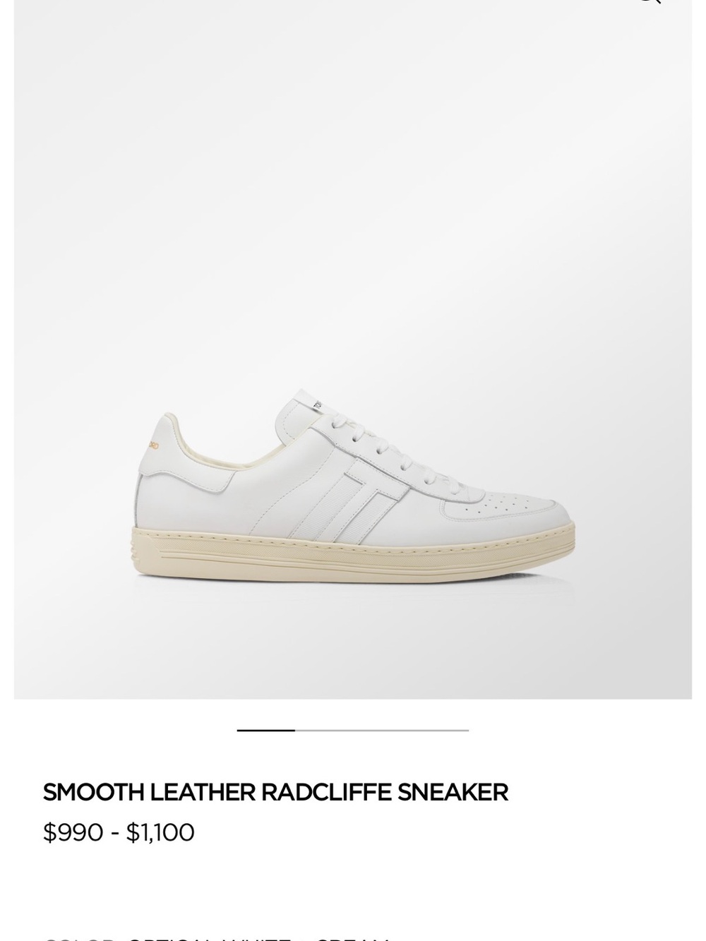 Tom Ford Men’s Off-White Leather Low-Top Sneakers